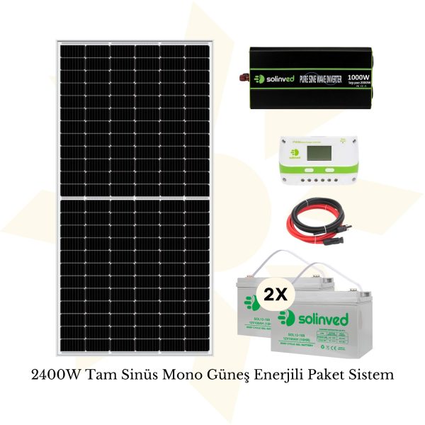 2400 W Monokristal Solar Paket-Off Grid Güneş Enerji Sistemi